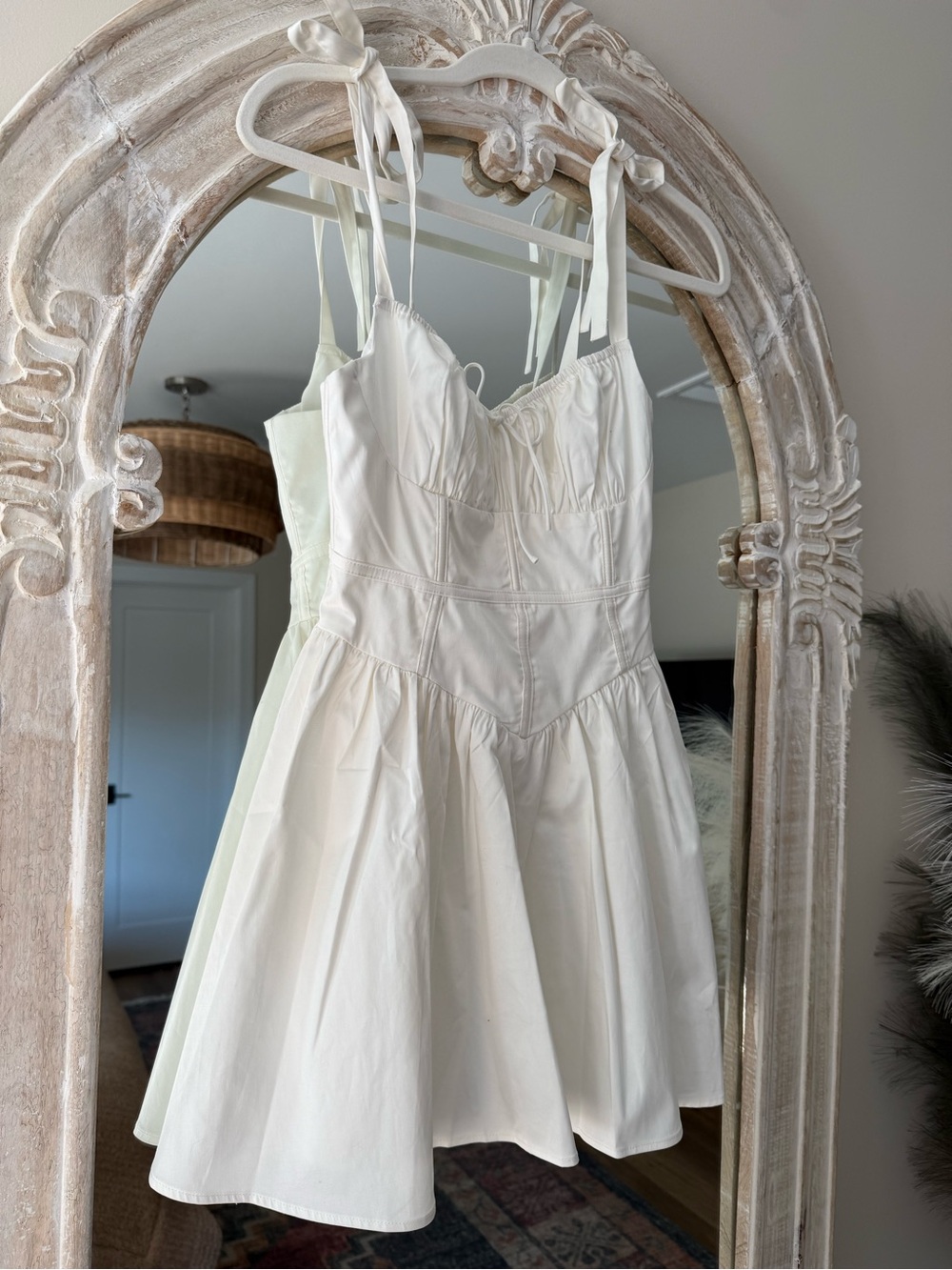 For Love & Lemons Ivory Mini Dress with Tie Straps